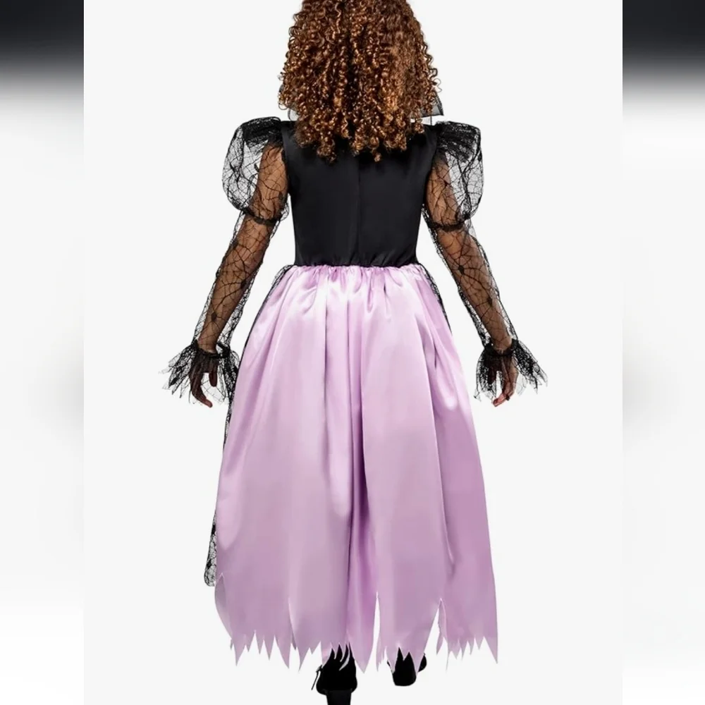 Girls' Purple and Black Spiderweb Witch Costume Dress